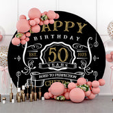 Gold And White Happy 50th Years Birthday Black Backdrop